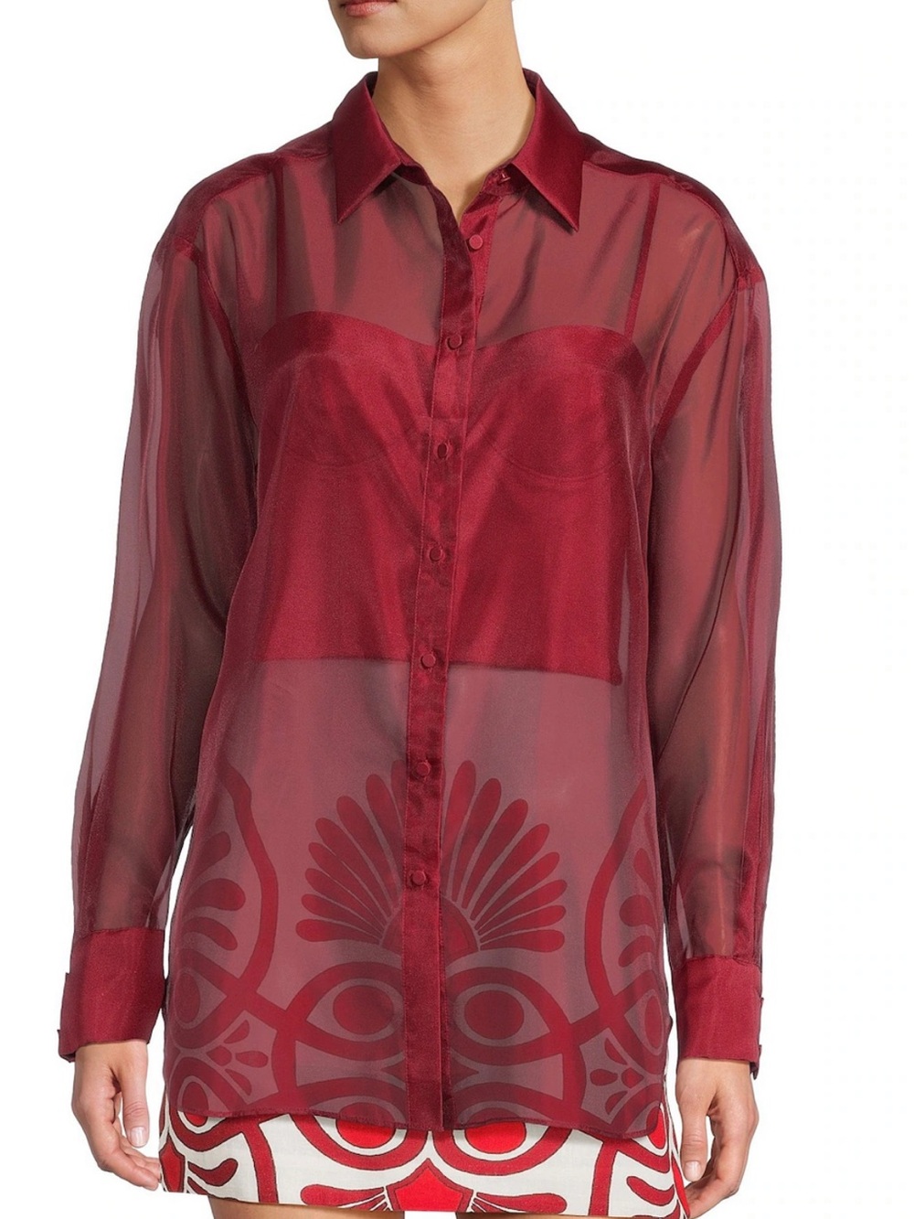 Antonio Melani Priscilla Organza Sheer Blouse 4 Long Sleeve Top